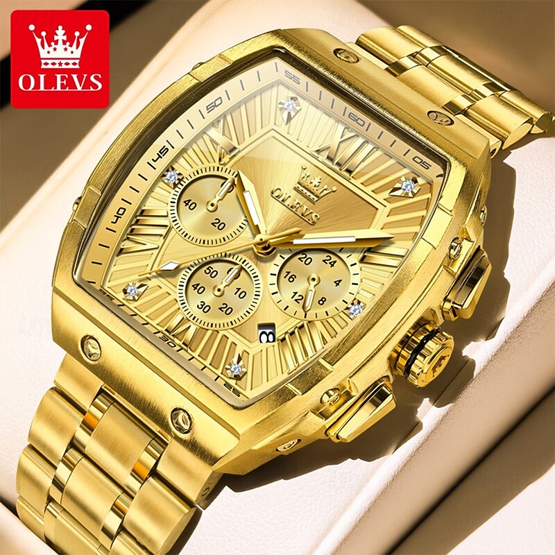 OLEVS Men Quartz Watch Luxury Large Dial Business Wristwatch Luminous Calendar Waterproof Stainless Steel Strap Watch4