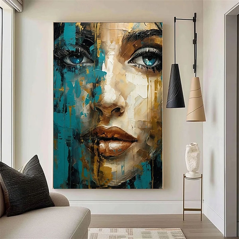 Hand Painted Wall Art  Portrait Woman Oil Painting On Canvas Custom Vintage Female women oil Painting Living Room Wall Decor Modern Wall Art Home Decoration Decor ready to hang