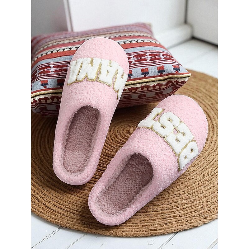 Women's Pink "Best Mama" Fleece Slippers – Soft Cozy Indoor House Shoes for Moms, Gifts and Everyday Comfort4