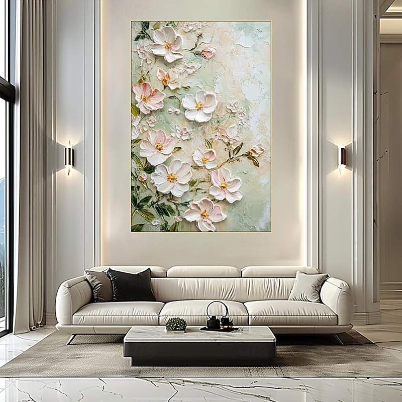 Handmade Oil Painting Canvas Wall Art Decoration Abstract 3D Palette Knife Flowers for Home Decor Stretched Frame Hanging Painting/Rolled Frameless Unstretched Painting4