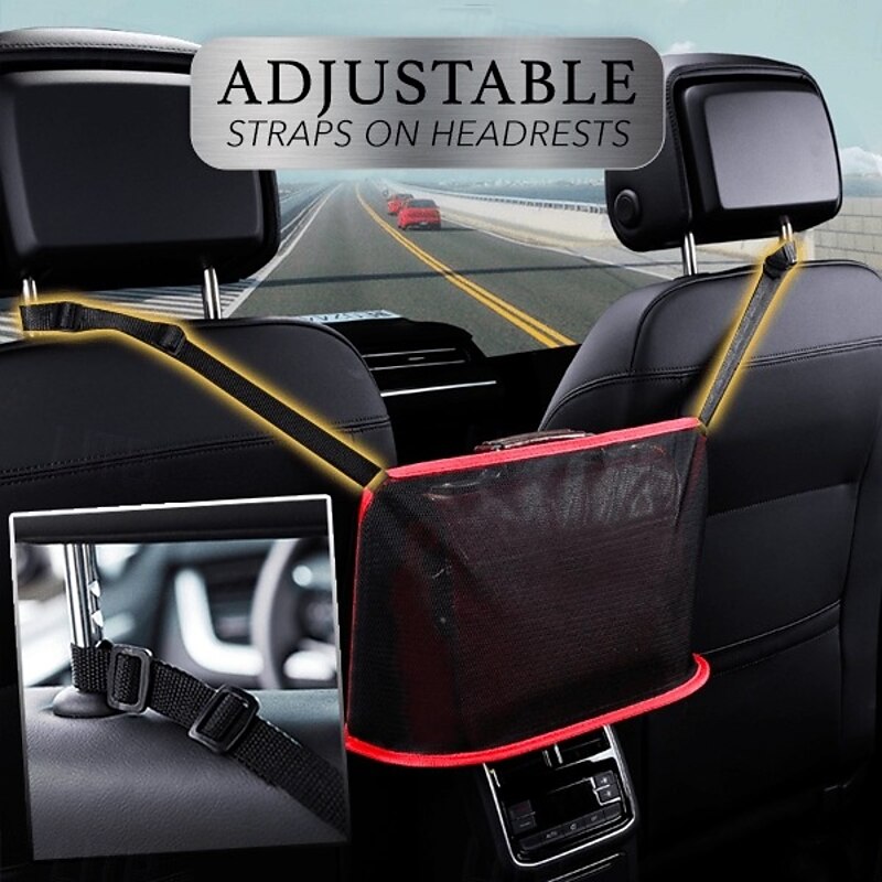 Car Net Pocket Handbag Holder Car Seat Storage Organizer Mesh Bag Backseat Foldable Pouch Armrest Console Hanging Storage for Essentials3