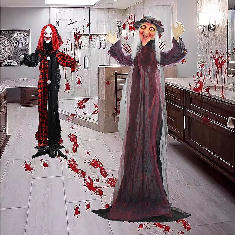 Halloween Voice-Controlled Standing Ghost Clown Glowing Ghost Witch Secret Room Escape Haunted House Courtyard Decoration Props2