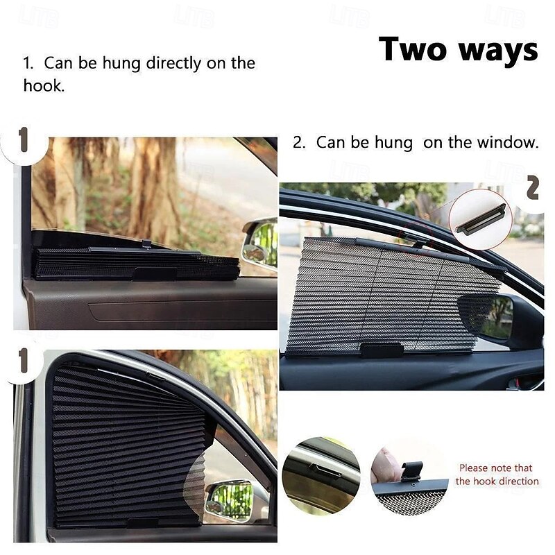 Car Window Sun Shade Curtain With 3M Adhesive Black Retractable Side Window Visor Foldable Auto Sunblock Shield UV Protection for Front Rear Glass3