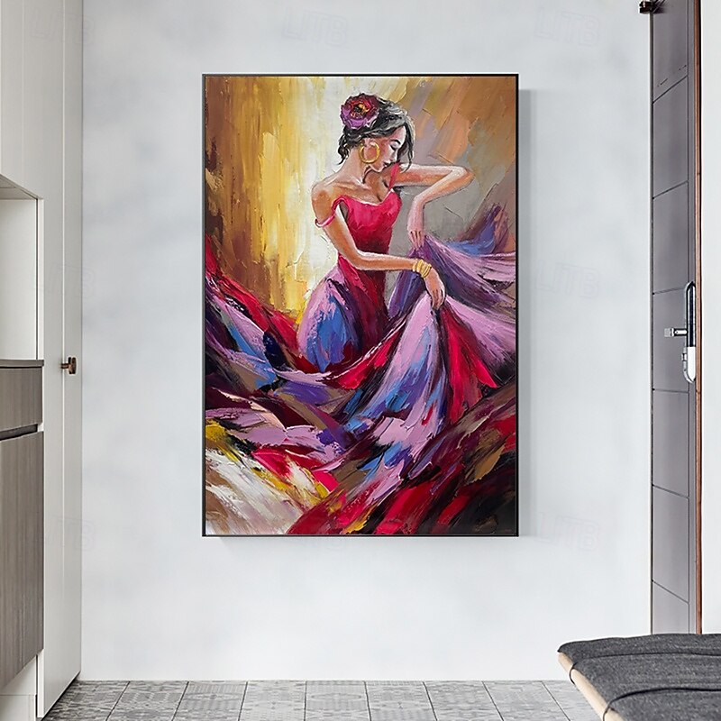 Handmade Oil Painting Canvas Wall Art Decoration Abstract Figure Dancing Girl for Home Decor Rolled Frameless Unstretched Painting2