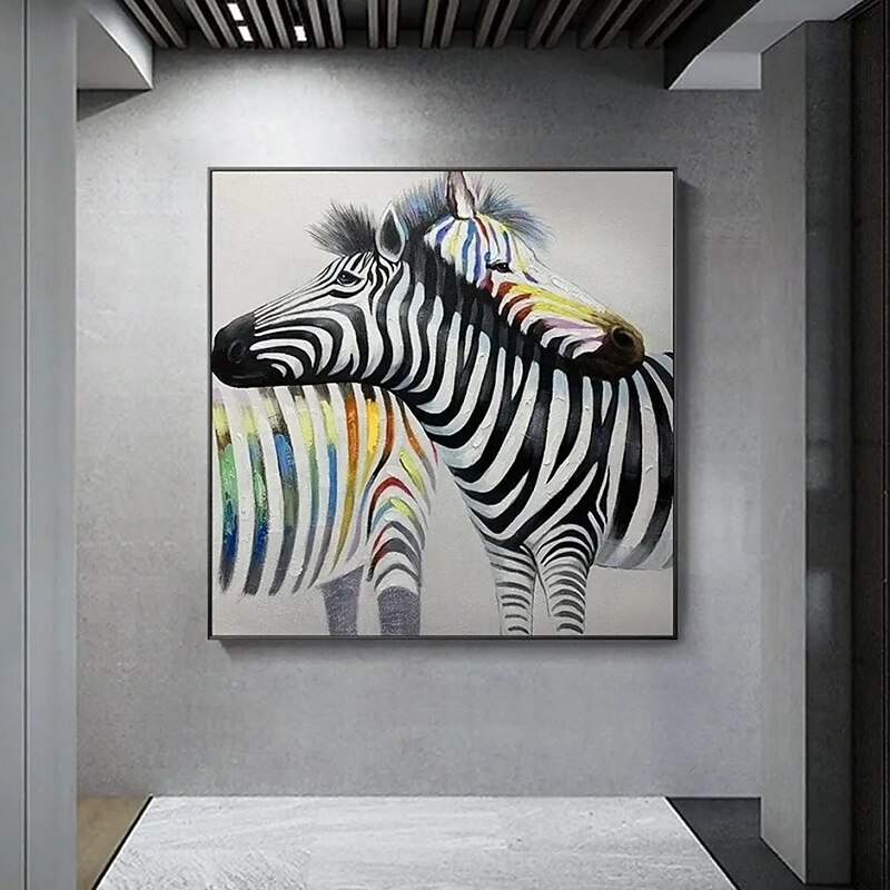 Handmade Oil Painting Canvas Wall Art Decoration Modern Animal Zebra for Home Decor Stretched Frame Hanging Painting/Rolled Frameless Unstretched Painting