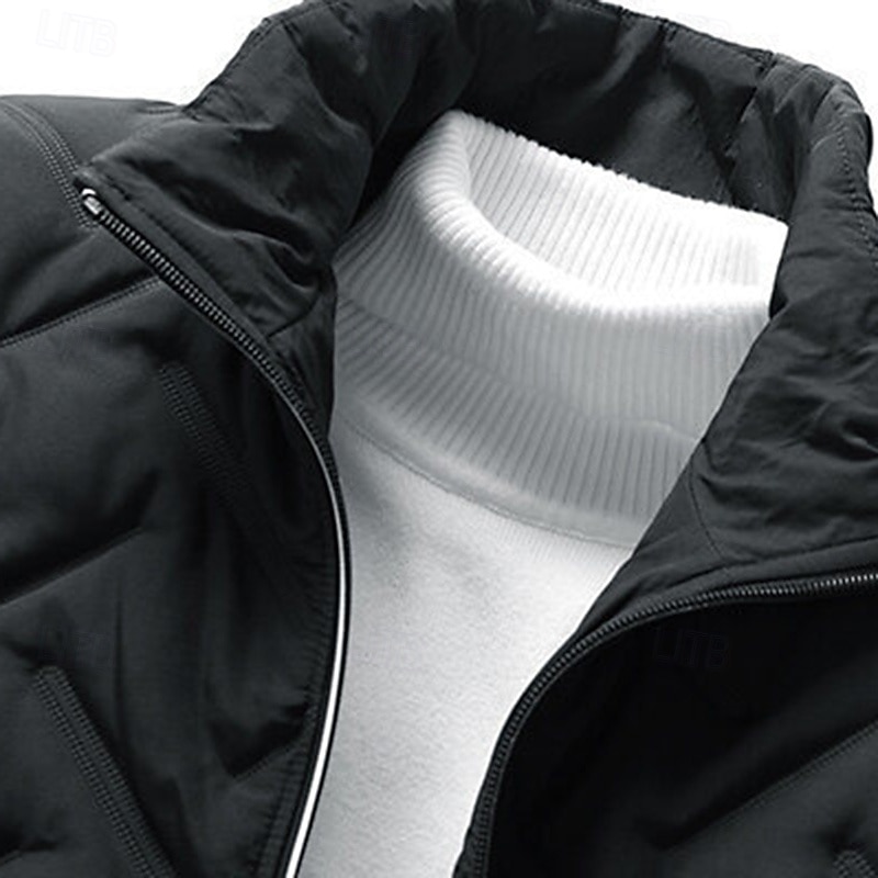 Men's Puffer Jacket Winter Jacket Winter Outdoor Thermal Warm Top Black Green Grey4