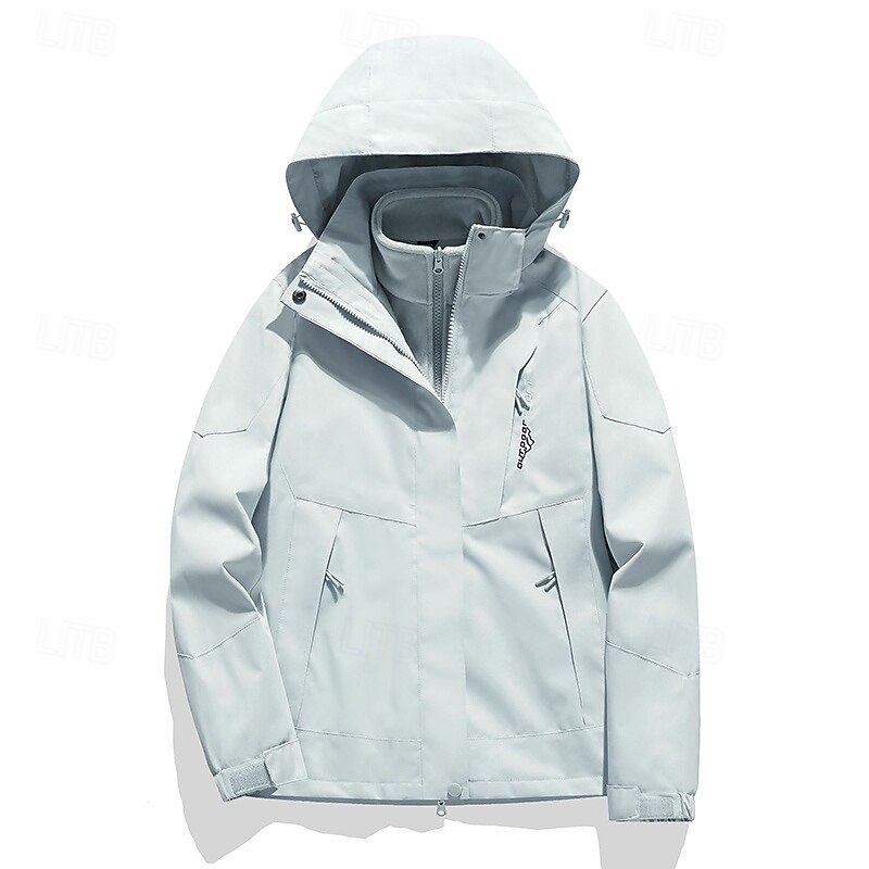 Men's Softshell Jacket Hiking Jacket Thermal Jacket Outdoor Waterproof Windproof Hiking Outfits Hiking Clothes Winter Autumn / Fall Top Camping / Hiking / Caving Running Solid Color Red Purple Green3