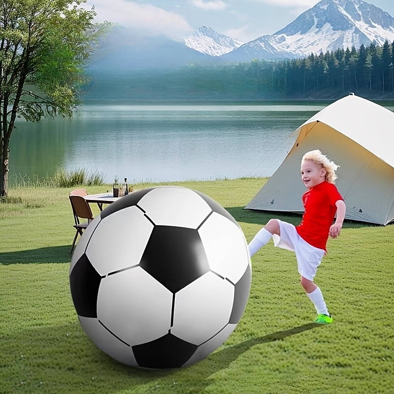 1pc 27.6In Large Thickened Large Inflatable Football Beach Ball Volleyball Water Toy Ball Family Festival Party Entertainment Items Indoor Outdoor Games Seaside Party Sports Event Supplies2