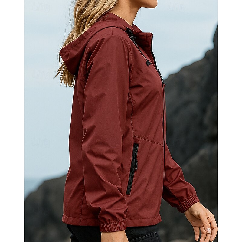 Women's Softshell Jacket Hiking Jacket Hardshell Jacket Outdoor Waterproof Windproof Hiking Outfits Hiking Clothes Spring Autumn / Fall Top Camping / Hiking / Caving Running Solid Color Black Red Blue3