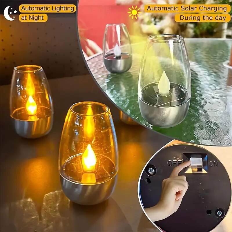 Flameless Flickering Candle Outdoor Waterproof Solar Lights Ip44 Waterproof Led Decorative Lights Candle Suitable For Decorating For Parties Weddings Pubs Homes Dinners Outdoor Picnics3