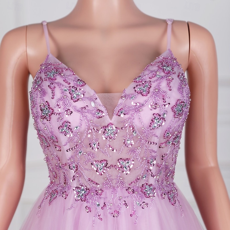 Mermaid / Trumpet Homecoming Dresses Elegant Dress Homecoming Cocktail Party Short / Mini Sleeveless V Neck Tulle with Beading4