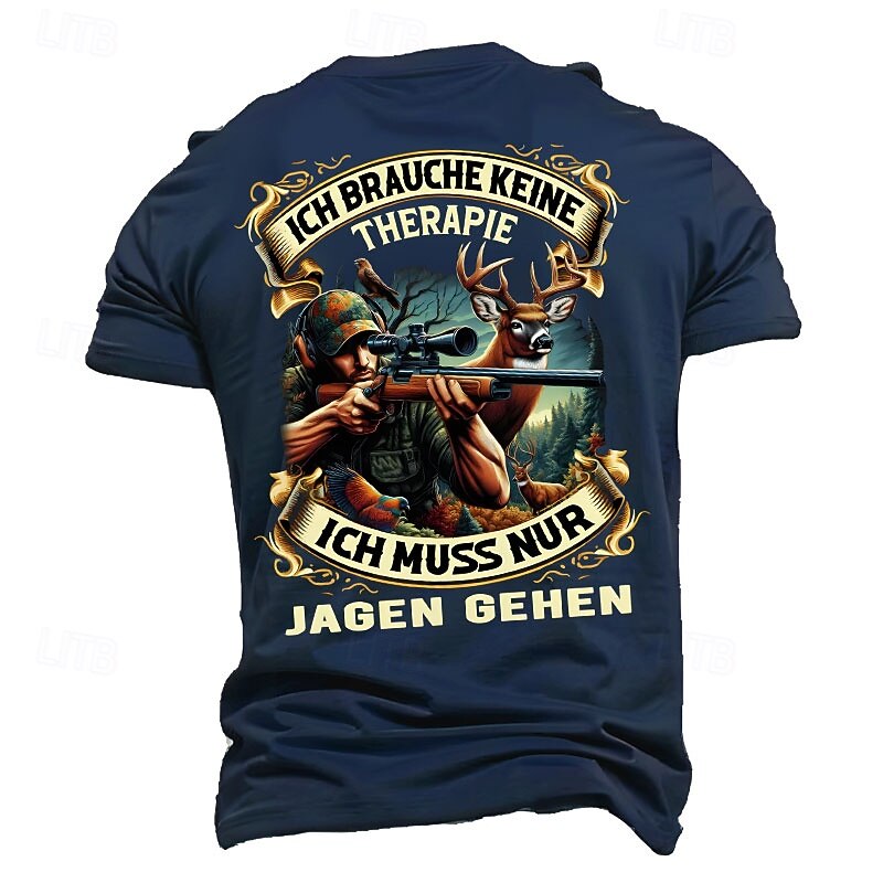 Men's Hunting Short Sleeve Graphic T-Shirt - 'I Don't Need Therapy, I Just Need To Go Hunting' Lifestyle Design2