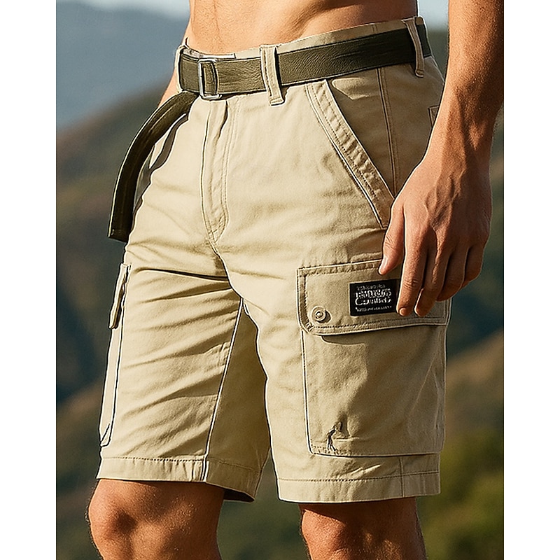 Men's Cargo Shorts Summer Outdoor Regular Fit Waterproof Windproof Bottoms Pocket Black Green Cotton Camping / Hiking Running S M L XL XXL3