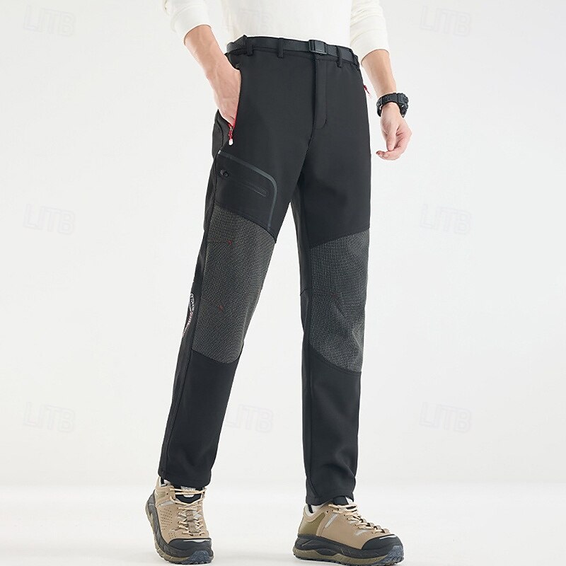 Men's Cargo Pants Hiking Pants Trousers Hiking Rain Pants Fleece Pants Winter Outdoor Regular Fit Waterproof Windproof Bottoms Pocket Black Army Green Camping / Hiking Running M L XL XXL XXXL3