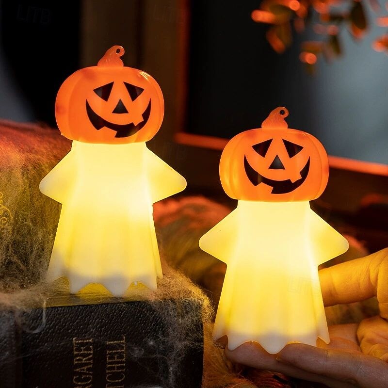 2/4 PCS Halloween Ghost Pumpkin Lantern Halloween Glowing Candle Night Light Bar Haunted House Decoration Props Party Scene Layout4