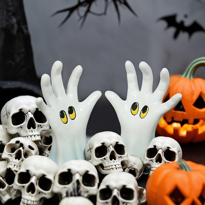 2PCS Halloween Resin Ghost Hands Figurines Set, Spooky Decorations for Outdoor Yard, Planter, Home, and Desktop Halloween Display3