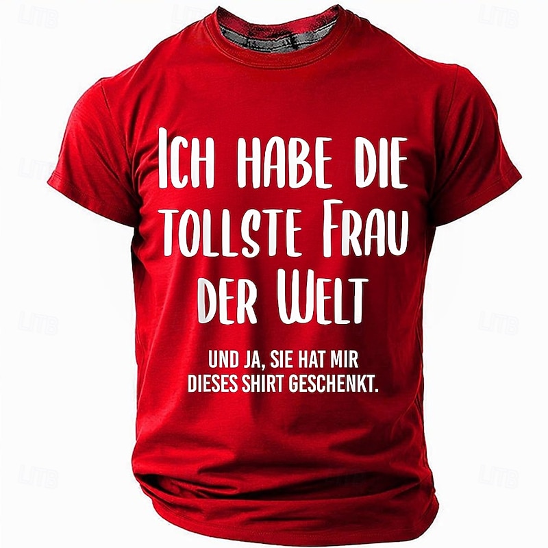 Greatest Wife In The World Men's Blue Graphic T-Shirt - Funny Husband Gift from Wife Tee