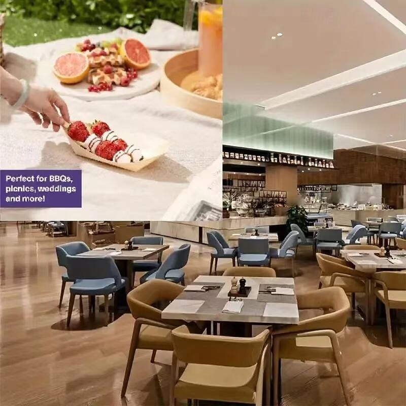 50pcs Wooden Disposable Food Boats, Bamboo Snack Bowls for Sushi, Appetizers, Finger Foods – Perfect for Wedding, Birthday Party, Back to School, and Christmas Events4