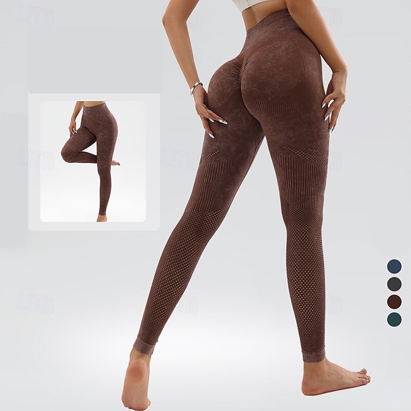 Women's Workout Leggings Yoga Pants Tummy Control High Waist Dance Pilates Running Bottoms Tie Dye Dark Grey Apricot Pink Fall Sports Activewear Tight Fit
