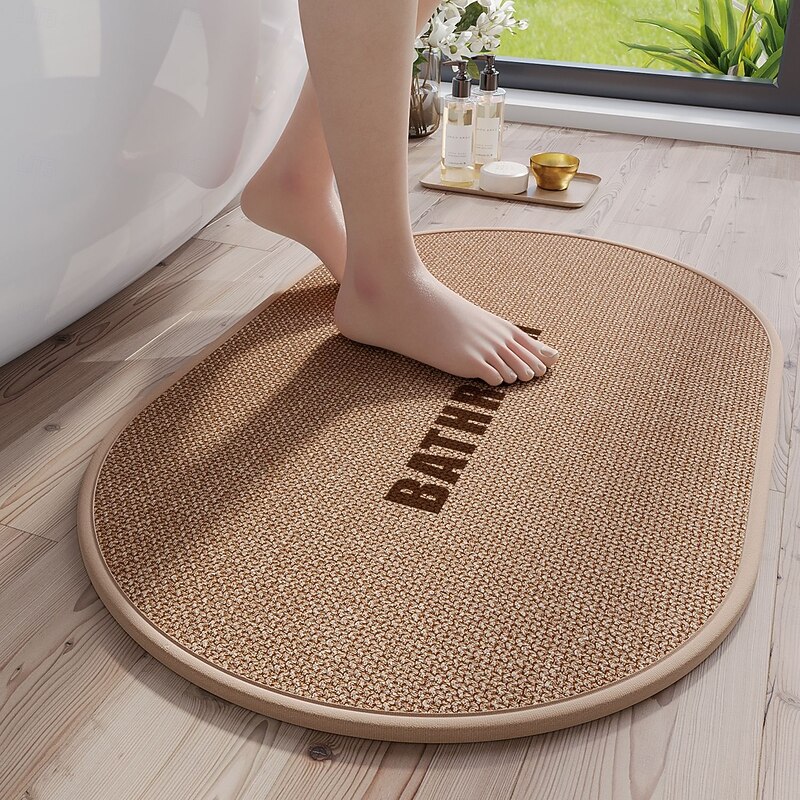 Bath Mat Non Slip Absorbent Quick Dry Bathroom Rug Soft Floor Carpet for Toilet Entryway Washroom Door Home Use Water Absorption Indoor Foot Pad