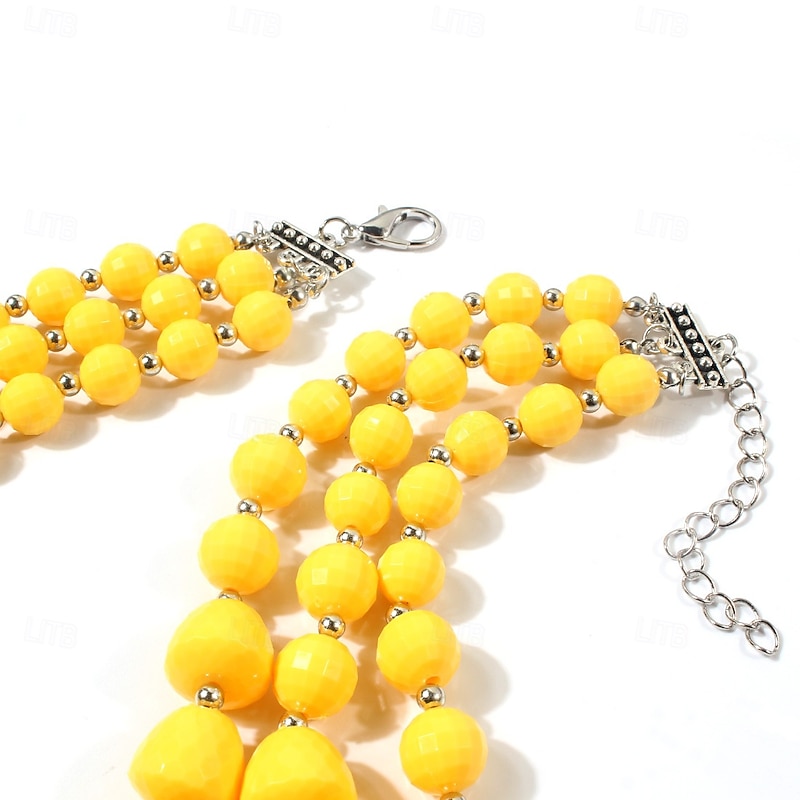 Acrylic Beads Choker Chain Necklace for Women, Statement Trendy Chunky Cuban Link Chain Necklace Boho Fashion Costume Jewelry Set Gifts Light weight Handmade3