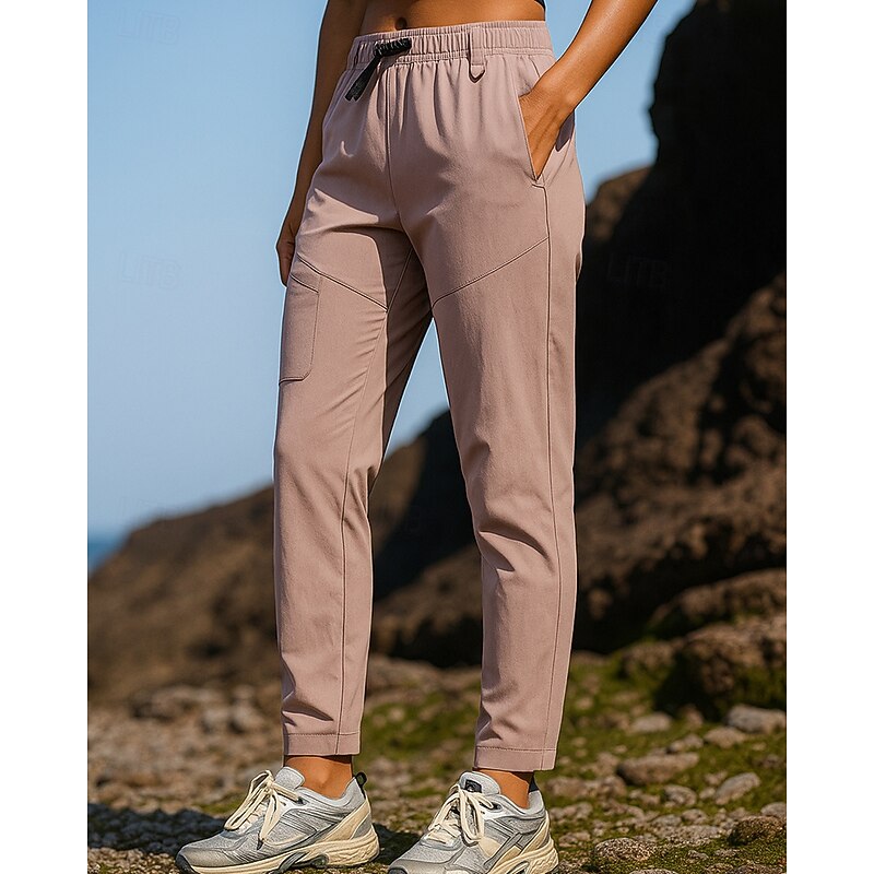 Women's Cargo Pants Hiking Pants Trousers Hiking Rain Pants Outdoor Regular Fit Waterproof Windproof Bottoms Drawstring Pocket Elastic Waist Pink Camping / Hiking Running S M L XL XXL3