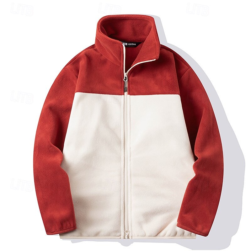 Men's Fleece Jacket Thermal Jacket Outdoor Thermal Warm Hiking Outfits Hiking Clothes Winter Autumn / Fall Top Camping / Hiking / Caving Running Patchwork Black Red Green3