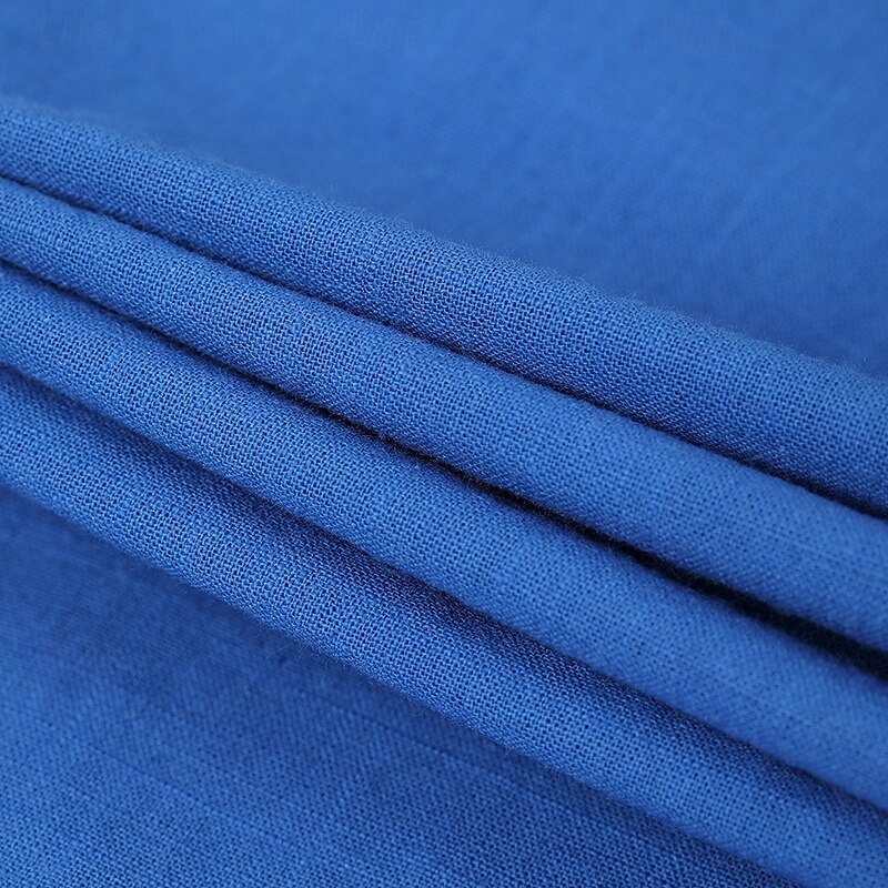 Men's Shirt Linen Shirt Guayabera Shirt Band Collar Shirt Popover Shirt Summer Shirt Plain Vacation Curise White+khaki White+Navy Blue Green+Khaki Khaki+Navy Blue Short Sleeve Collar Summer Spring3