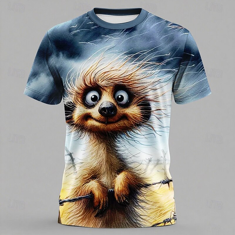 Men's Animal Character Funny T Shirt Short Sleeve T shirt 3D Print Crew Neck Shirt Fashion Exaggerated Daily Party Street Casual Black 1 Black 3 Black 2 Summer Spring All Seasons Clothing Apparel S M4
