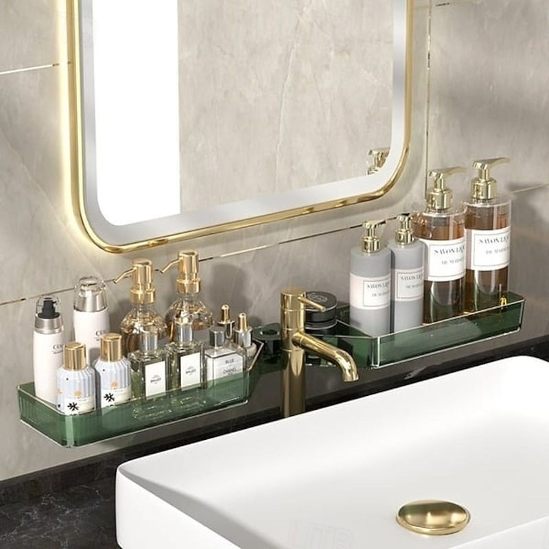 Capacity Wall-Mounted Corner Shelf Bathroom Organizer Elegant No Drill Cosmetic Storage Box for Vanity Desktop Shower and Toilet Accessories Display Rack4