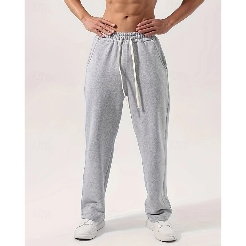 Men's Athletic Pants Sweatpants Trousers Straight Leg Sweatpants Pocket Elastic Waist Drawstring Plain Comfort Sports Outdoor Daily Fashion Casual Black Gray Micro-elastic3