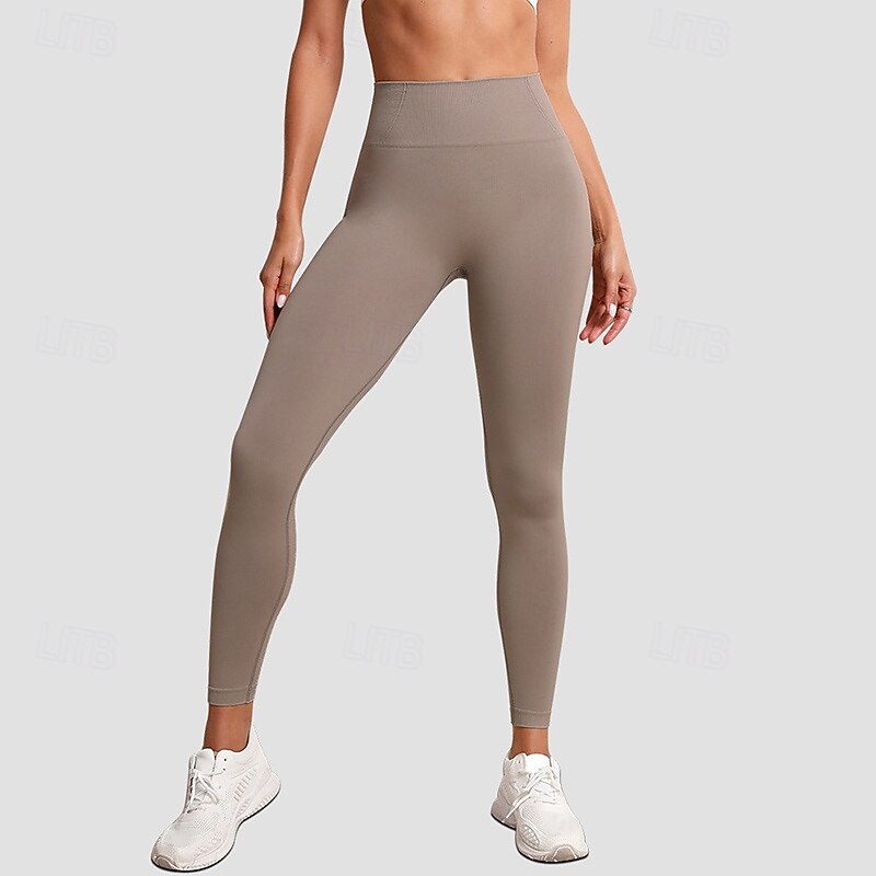 Women's Workout Leggings Yoga Pants Tummy Control High Waist Dance Pilates Running Bottoms Solid Color Apricot Black Fall Sports Activewear Tight Fit4