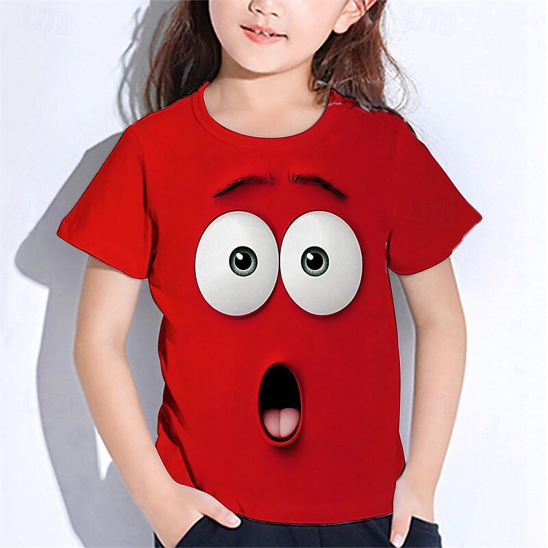 Girls' 3D Cartoon T shirt Tee Short Sleeve Summer Spring Fashion Basic Kids 4-12 Years Crew Neck Outdoor Casual Daily Regular Fit