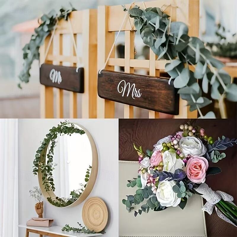 50 Bundles Artificial Eucalyptus Stems, Realistic Faux Greenery for Wedding Bouquets, Centerpieces, Home and Office Decor, Outdoor Arrangements, Party and Holiday Decorations3