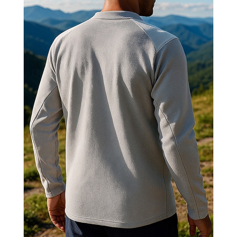 Men's Sport Shirt Long Sleeve Stand Collar Top Outdoor Quick Dry Breathable Winter Polyester Dark Grey Black White Tennis Golf Workout2