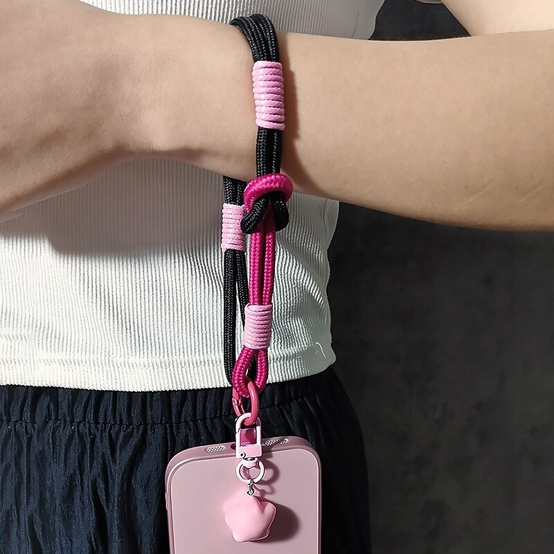 Phone Case For Lanyards Universal with Lanyard with Wrist Strap Color Gradient Geometric Pattern Polyester2