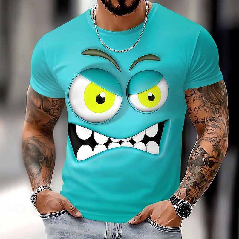 Men's 3D Human face T Shirt Short Sleeve T shirt 3D Print Crew Neck Shirt Fashion Exaggerated Daily Party Street Casual Yellow Red Blue Summer Spring All Seasons Clothing Apparel S M L XL XXL XXXL4