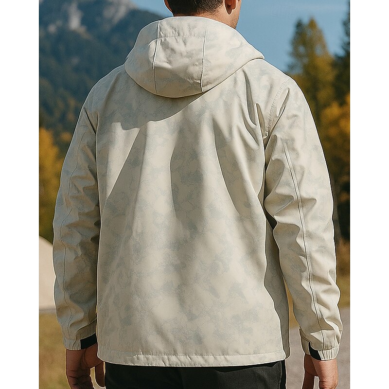 Men's Windbreaker Softshell Jacket Hiking Jacket Outdoor Waterproof Windproof Hiking Outfits Hiking Clothes Spring Autumn / Fall Top Camping / Hiking / Caving Running Camo White2