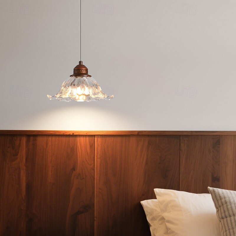 Traditional Vintage Glass Pendant Light, Artistic Lantern Design, 18cm Height, Warm White/White Light, E14, Adjustable Chain2