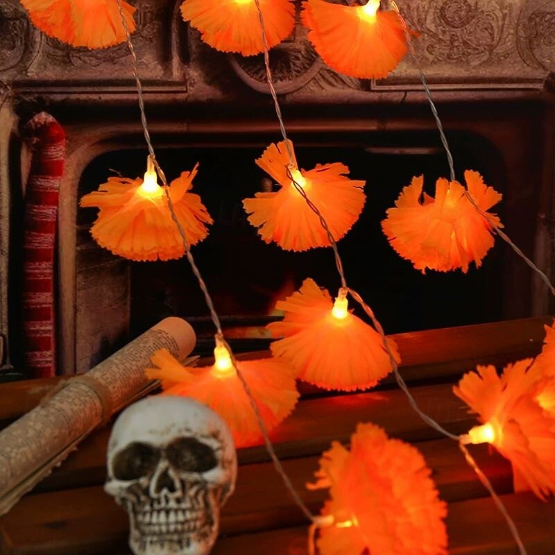 LED Halloween Decor Fairy String Lights 1.5/3M 10/20LEDs Carnation Flowers Home Garden Balcony Holiday Party Decoration4