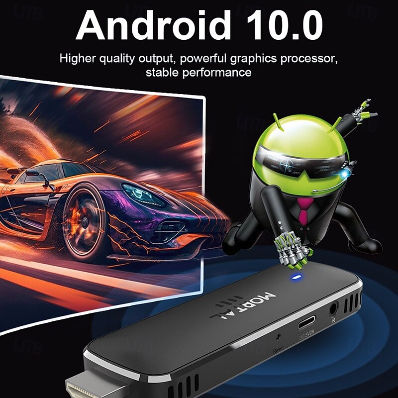 Mortal Android 14 TV Stick Full HD 4K 1080P WiFi 6 Google Voice NETFLIX Youtube Q8 BT5 24Fps Wireless Video Decode Media Player