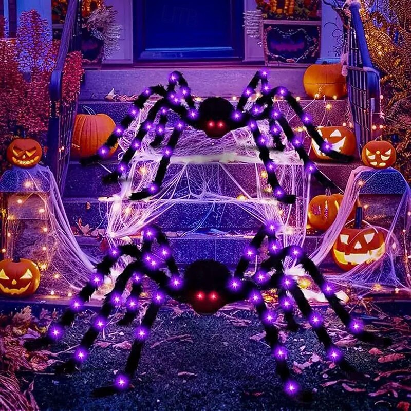 1 Pc Halloween 125/150/200CM Eye glowing Long leg glowing Simulation Spider Decorative Light Indoor and Outdoor Party Horror and Weird Atmosphere Decorative Light4