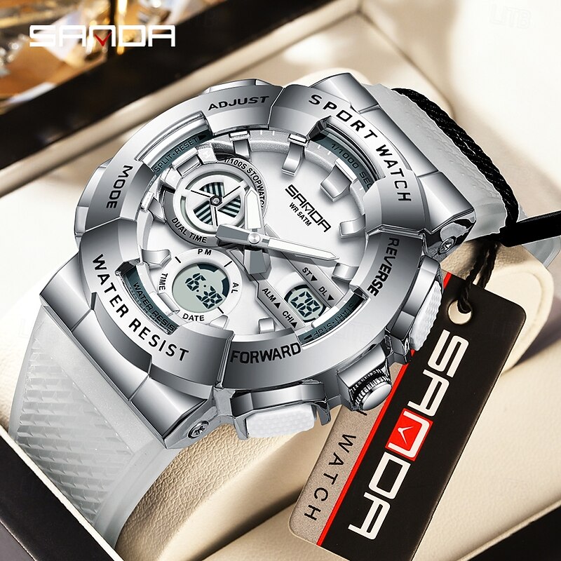 SANDA Top Brand Luxury Fashion Men Digital Watches Military Waterproof Man Sport Dual Display Wristwatch 33652