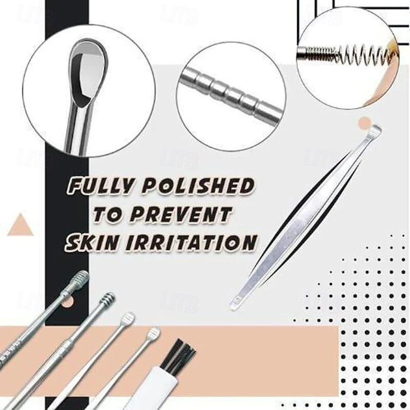 Set Ear Wax Pickers Stainless Steel Earpick Wax Remover Tool Kit for Ear Cleaning Massage and Wax Removal Safe and Durable Personal Hygiene Accessories4