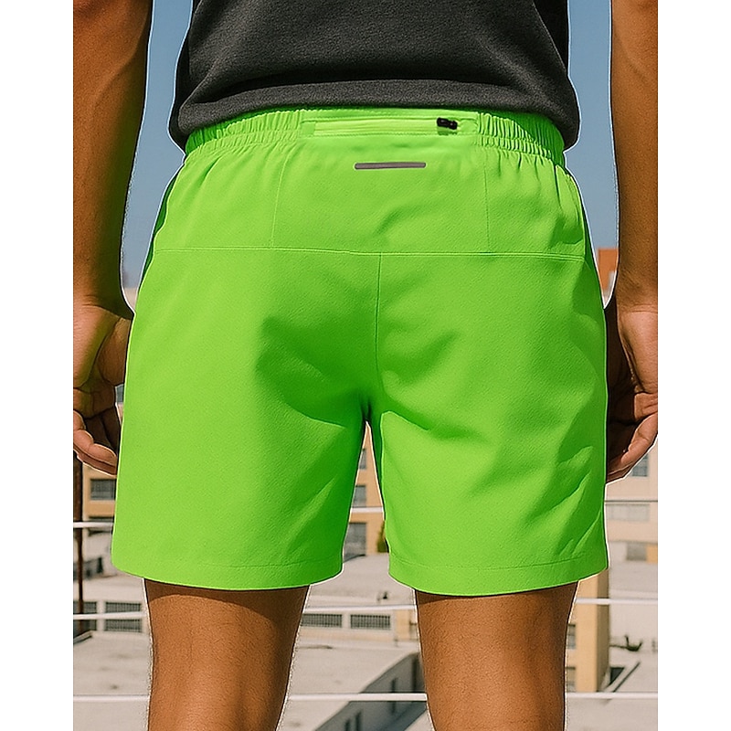 Men's Running Shorts Workout Shorts Zip Up Pocket High Waist Bottoms Athleisure Gym Workout Quick Dry Breathable Gym Workout Outdoor Running Regular Fit Sportswear Activewear Solid Colored Black2