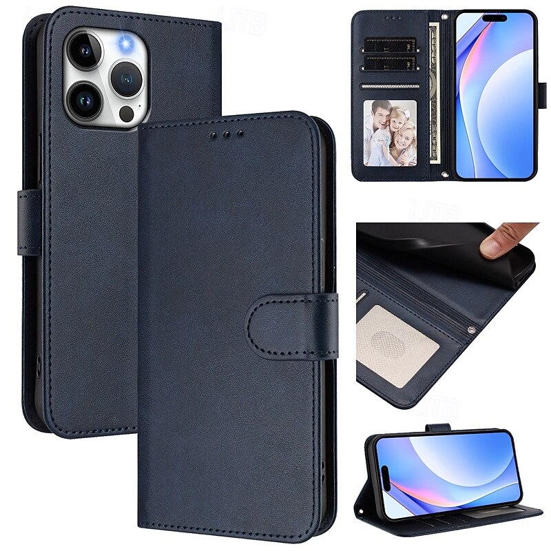Phone Case For iPhone 17 Pro Max 17 Air 16 Pro Max Plus 16 16 Plus iPhone 16 Pro 15 15 14 Pro Max Plus Wallet Case with Stand Holder Full Body Protective with Wrist Strap Retro TPU PU Leather3