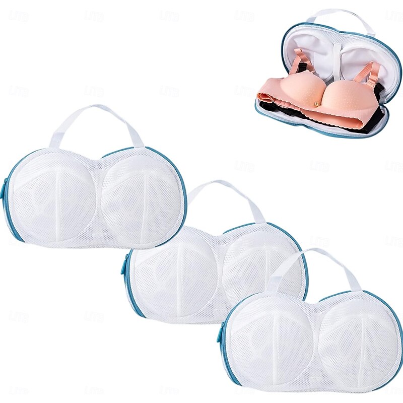 3pcs Bra Washing Bags for Laundry, Structured Mesh Bra Protector with Frame, Anti-Deformation Lingerie Wash Bags for Washing Machine, Underwear Net Pouch