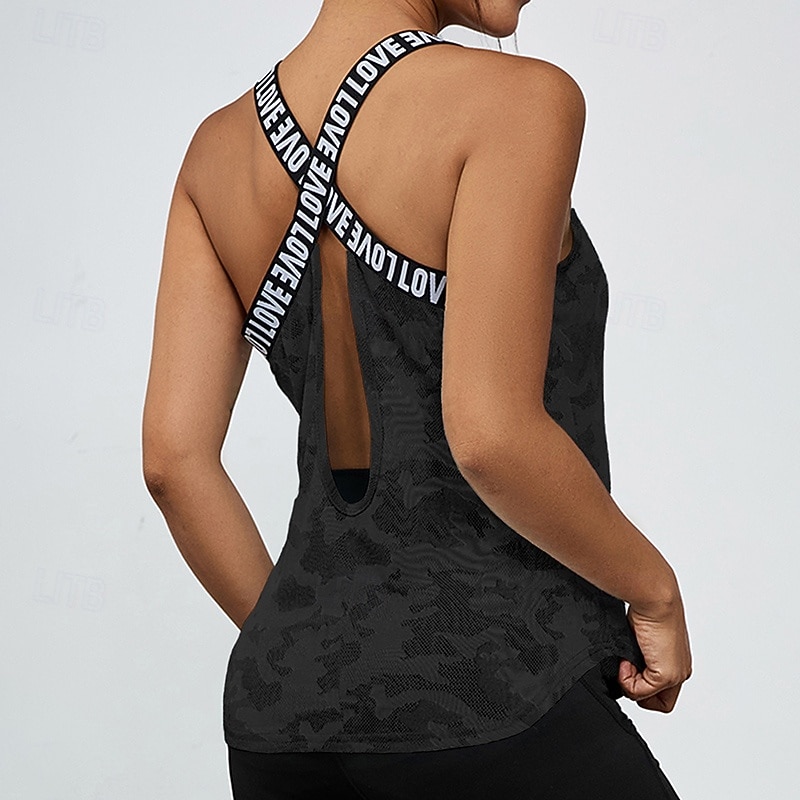 Women's Yoga Bra Breathable Criss-Cross Back Sleeveless Sports Solid Color Top For Gym Athletic Pilates Activewear