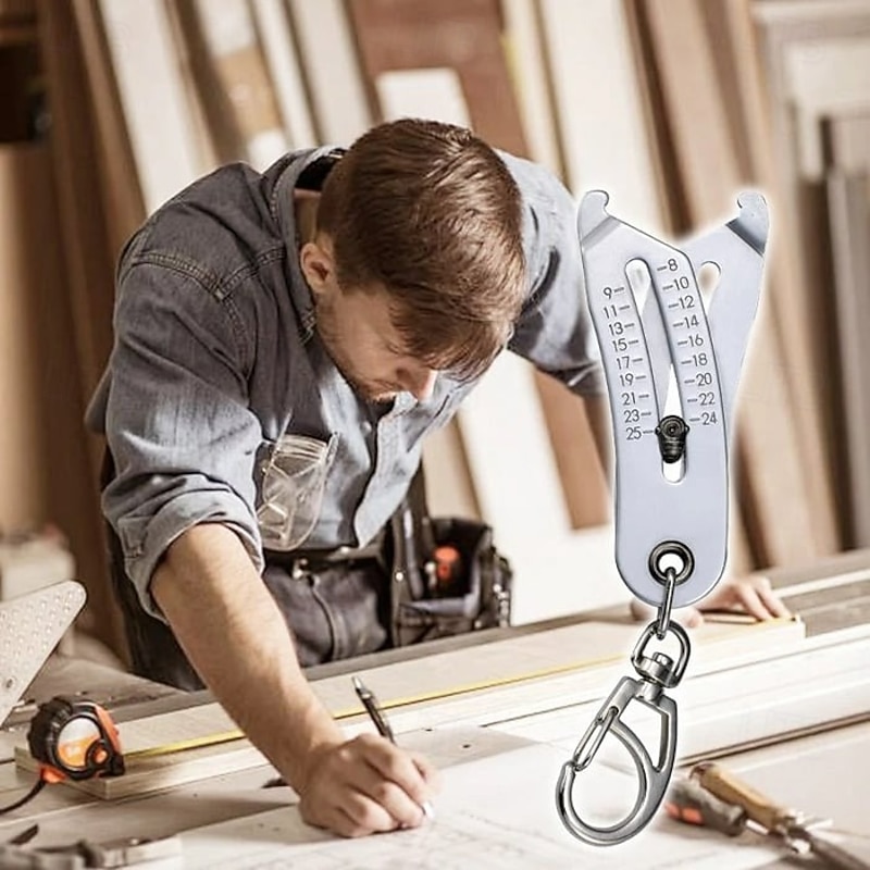 Portable Precise Thread Size Checker Keychain Stainless Steel Thread Identifier Gauge Tool Compact Thread Pitch Measuring Ruler for Screws Bolts Nuts DIY Repair2