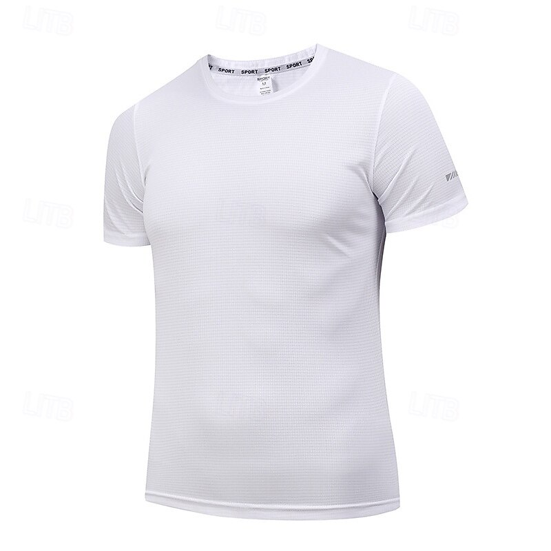 Men's Performance Shirt Sport Tee Shirt Short Sleeve Crew Neck Top Outdoor Quick Dry Sweat wicking anti-odor Breathable Polyester Black White Yellow Tennis Golf Running2